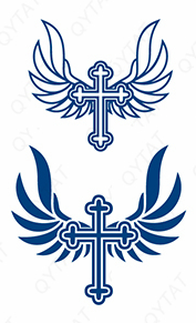 Tatouages au jagua 2 croix ailées - Protection divine et paradis angélique