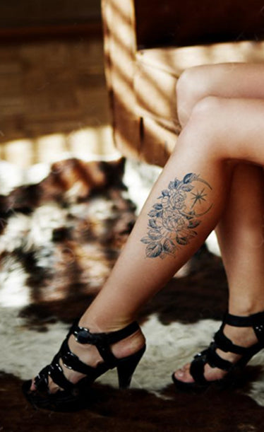 Tattoo Jagua - Roses et lune romantique