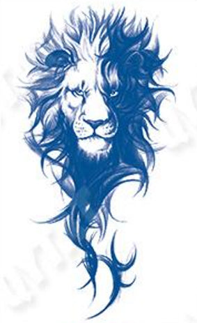 Tattoo Jagua - Tête de lion noir et blanc - Force intérieure pouvoir et détermination