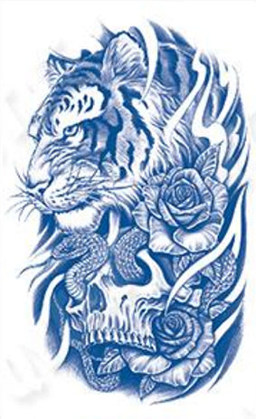 Tattoo Jagua tête de tigre et crâne humain - Puissance bestiale et harmonie