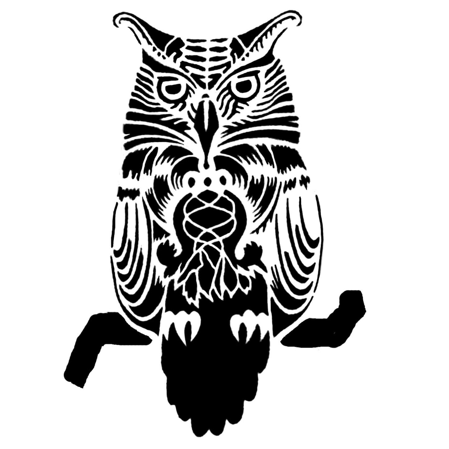 Pochoir de chouette pour tatouage aérographe