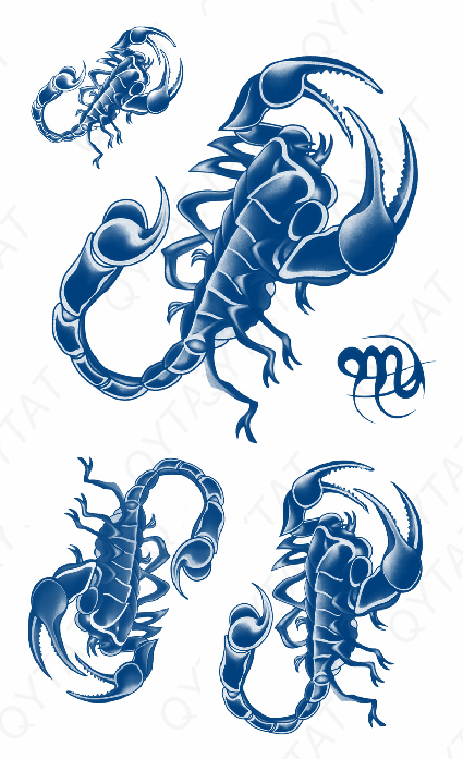 Tatouages au jagua 4 scorpions - Courage résistance et sensualité