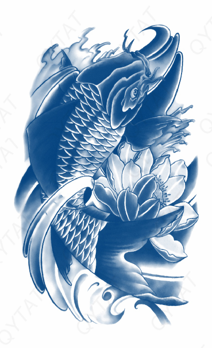 Tatouage au jagua carpe Koi - Courage succès et puissance