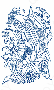 Tatouage au jagua silhouette de carpe Koi - Courage succès et puissance