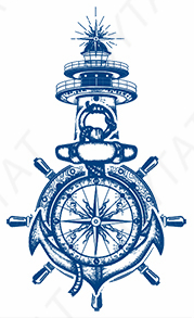 Tatouage au Jagua phare ancre de bateau barre et compas - Stabilité aventure et océan