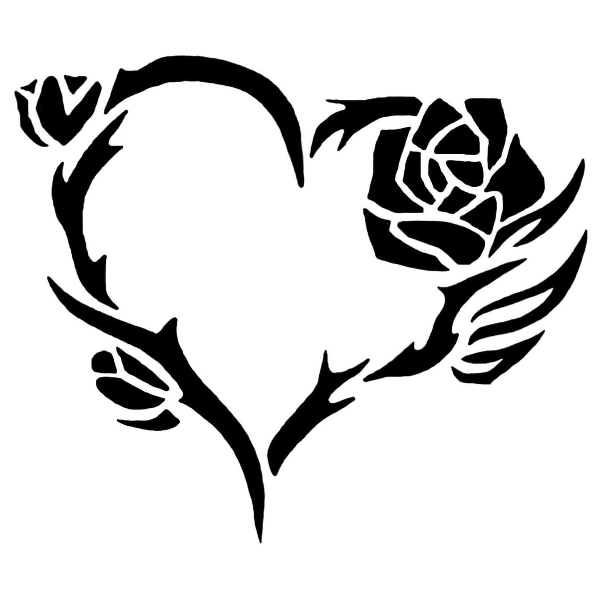 Pochoir Coeur avec rose 5cm