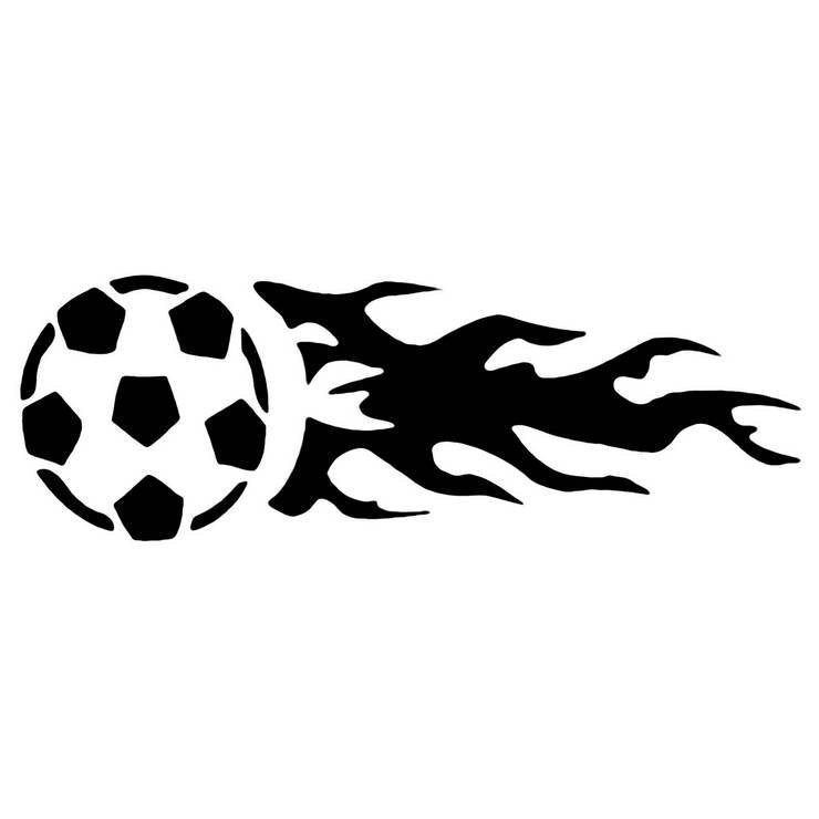 Pochoir ballon de foot enflammé taille moyenne