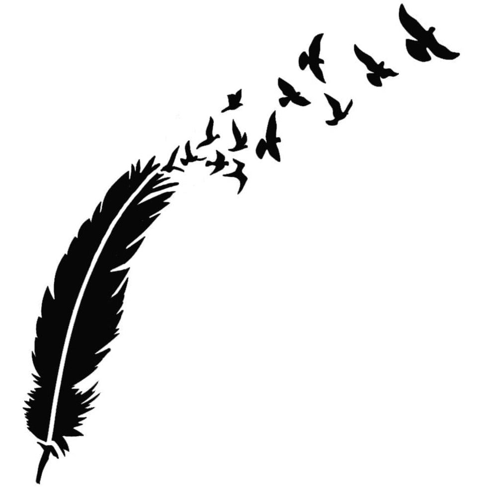 Pochoir plume aux oiseaux