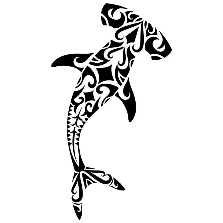 Pochoir requin marteau style Maori taille moyenne