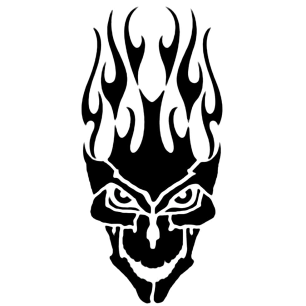 Pochoir tête de diable enflammée