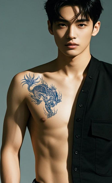 Tatouages au jagua de Qilin chinois - Animal mythologique bienveillant- Harmonie sagesse et présage