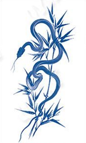 Tatouage au jagua de serpent fin et bambous - Harmonie équilibre et discrétion