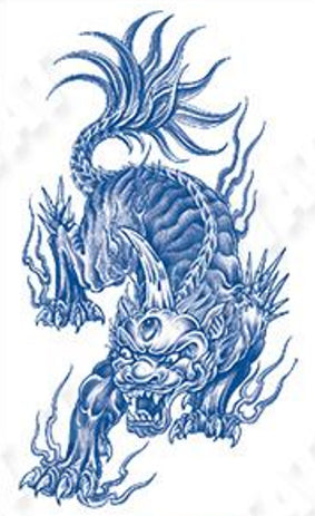 Tatouages au jagua de Qilin chinois - Animal mythologique bienveillant- Harmonie sagesse et présage