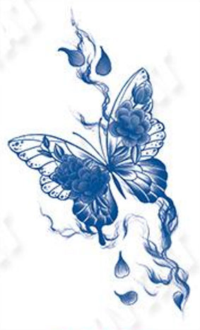 Tatouage au jagua de papillon romantique et pétales - Sensibilité impermanence et espoir