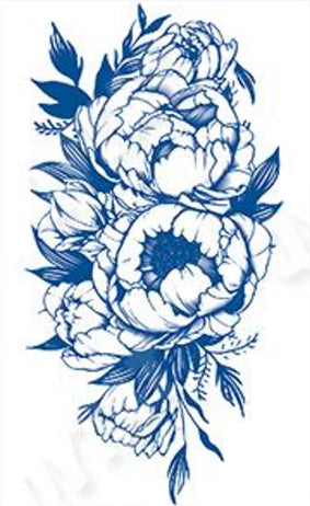 Tattoo au jagua bouquet de pivoines - Prospérité Amour et Renaissance