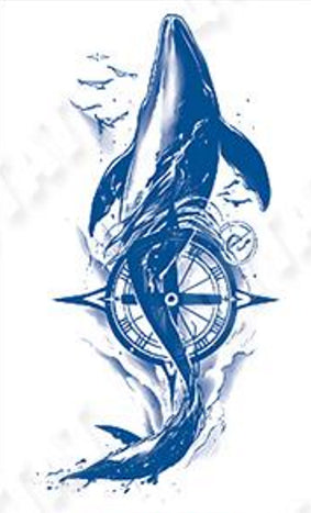 Tatouage au jagua de baleine sautant hors de l'eau - Liberté nature sagesse et puissance