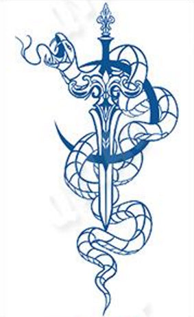 Tatouage au jagua de serpent autour d'une épée - Autorité justice et protection