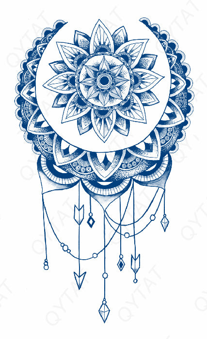 Tatouage au jagua Mandala en attrape rêve - Cercle harmonie et méditation