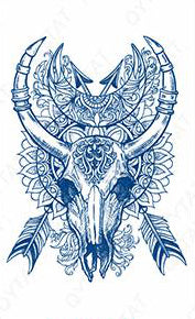 Tatouage au jagua Longhorn cornes far-west