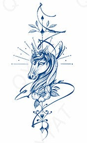 Tatouages au jagua de tête licorne - Pureté imagination et protection