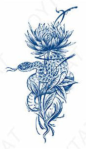 Plaquette de tatouage au jagua de serpent sortant d'un bouquet