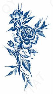 Plaquette de tatouage au jagua d'un bouquet de 2 roses taille moyenne