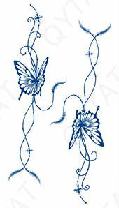 Plaquette de 2 tattoos au jagua de bracelets fins de papillon et arabesques