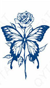 Plaquette de tatouage au jagua d'un papillon avec une rose