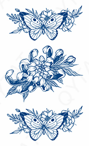 Tatouages au jagua 2 papillons et fleurs - Beauté insouciance et Transformation